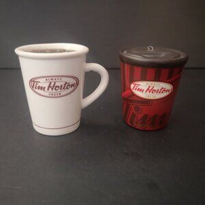Tim Hortons Miniature Coffee Cup/Mug Christmas Tree Ornaments Set of 2